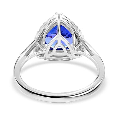 Certified and Appraised Rhapsody AAAA Tanzanite and E-F VS Diamond 3.00 ctw Halo Ring in 950 Platinum (Size 5.0) 5 Grams