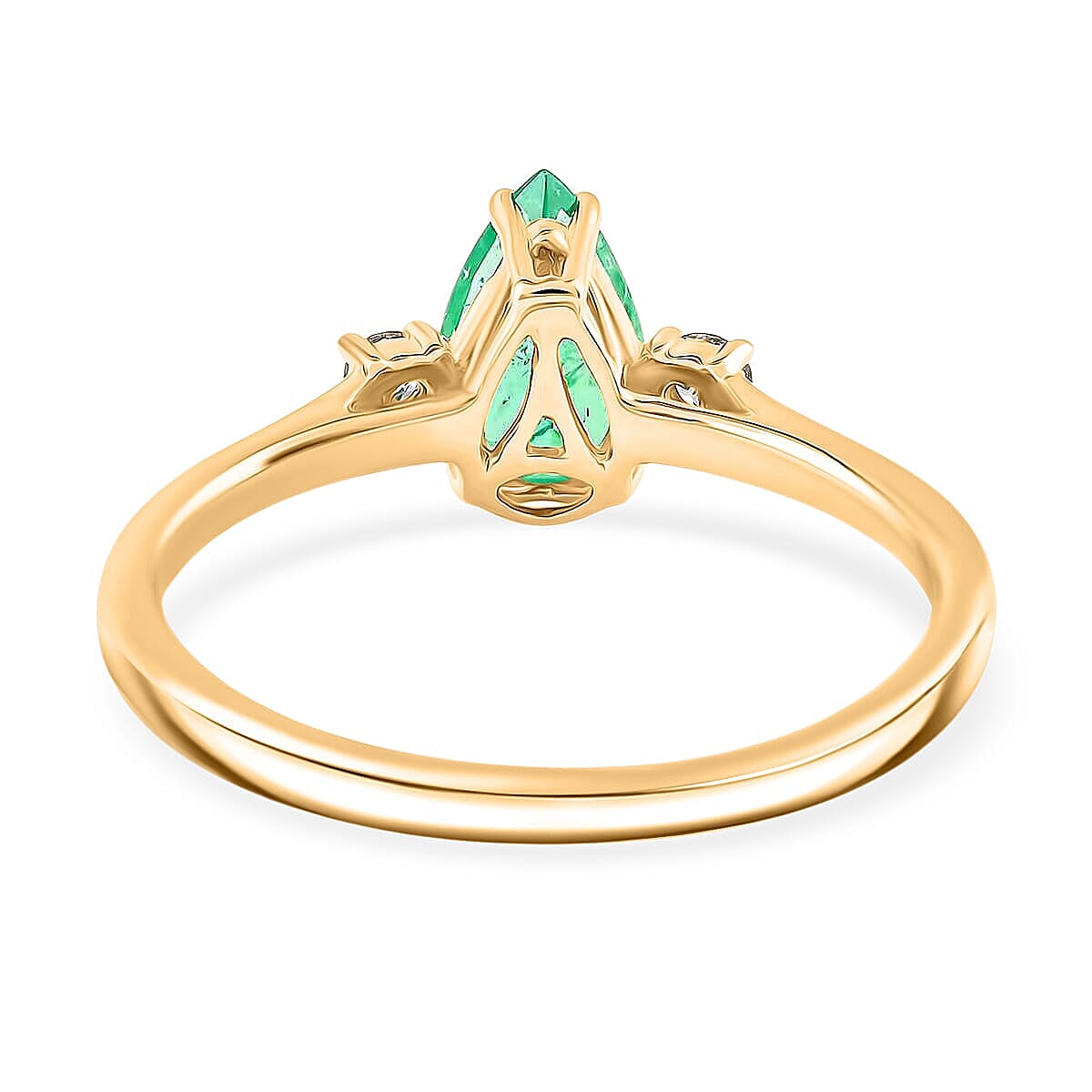 Certified & Appraised Luxoro 14K Yellow Gold AAA Boyaca Colombian Emerald and G-H I2 Diamond Ring (Size 7.5) 1.00 ctw image number 4
