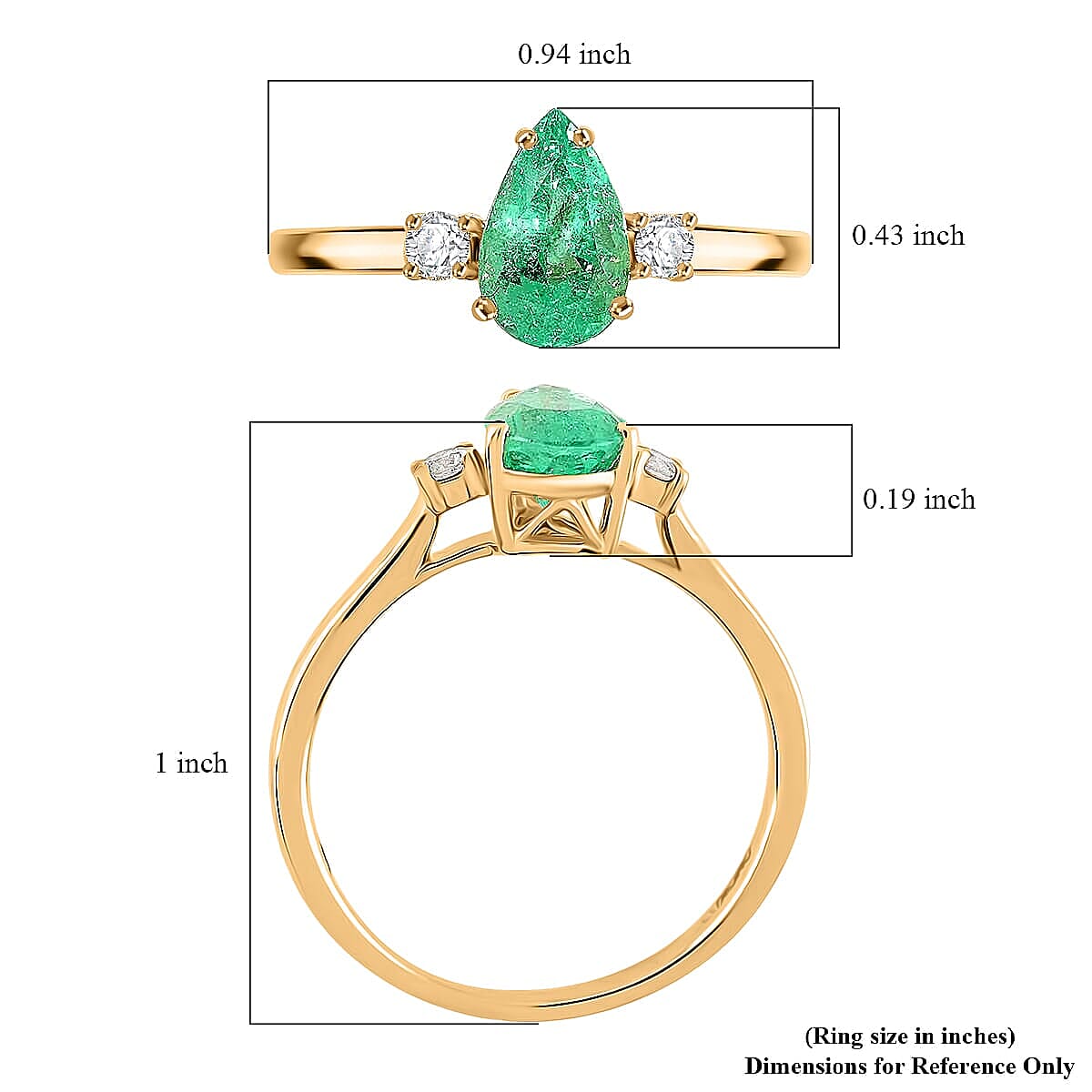 Certified & Appraised Luxoro 14K Yellow Gold AAA Boyaca Colombian Emerald and G-H I2 Diamond Ring (Size 7.5) 1.00 ctw image number 5