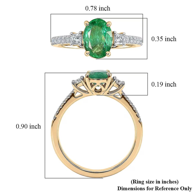 Certified & Appraised Luxoro AAA Kagem Zambian Emerald and Diamond I2 1.50 ctw Ring in 10K Yellow Gold (Size 59.0)
