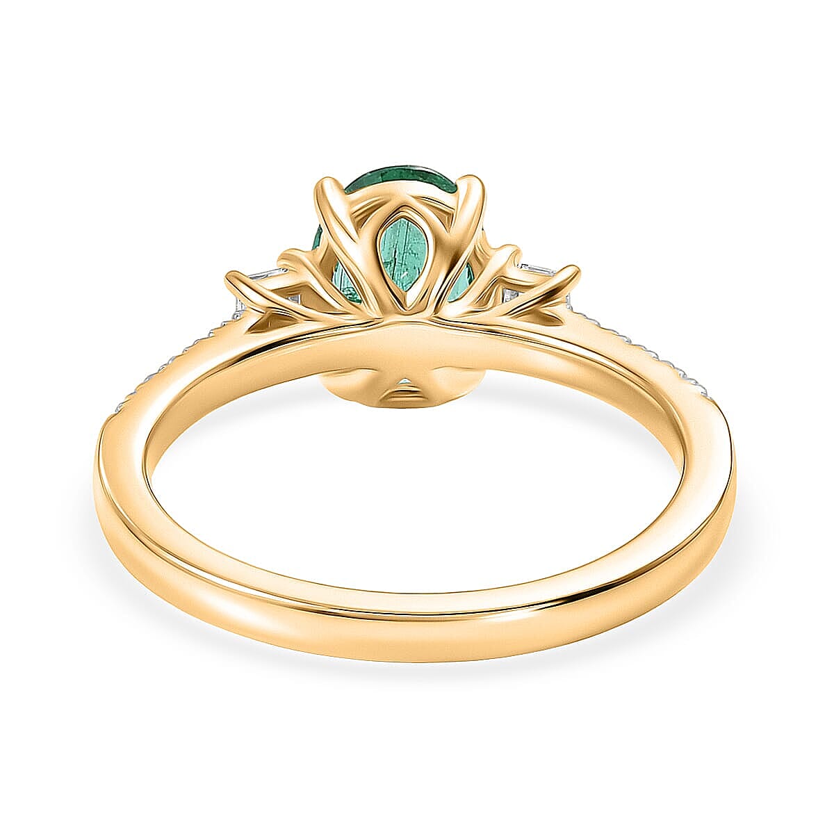 Certified & Appraised Luxoro AAA Kagem Zambian Emerald and Diamond I2 1.50 ctw Ring in 10K Yellow Gold (Size 7.50) image number 4
