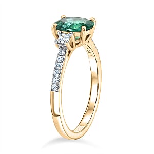 Certified & Appraised Luxoro AAA Kagem Zambian Emerald and Diamond I2 1.50 ctw Ring in 10K Yellow Gold (Size 8.50)