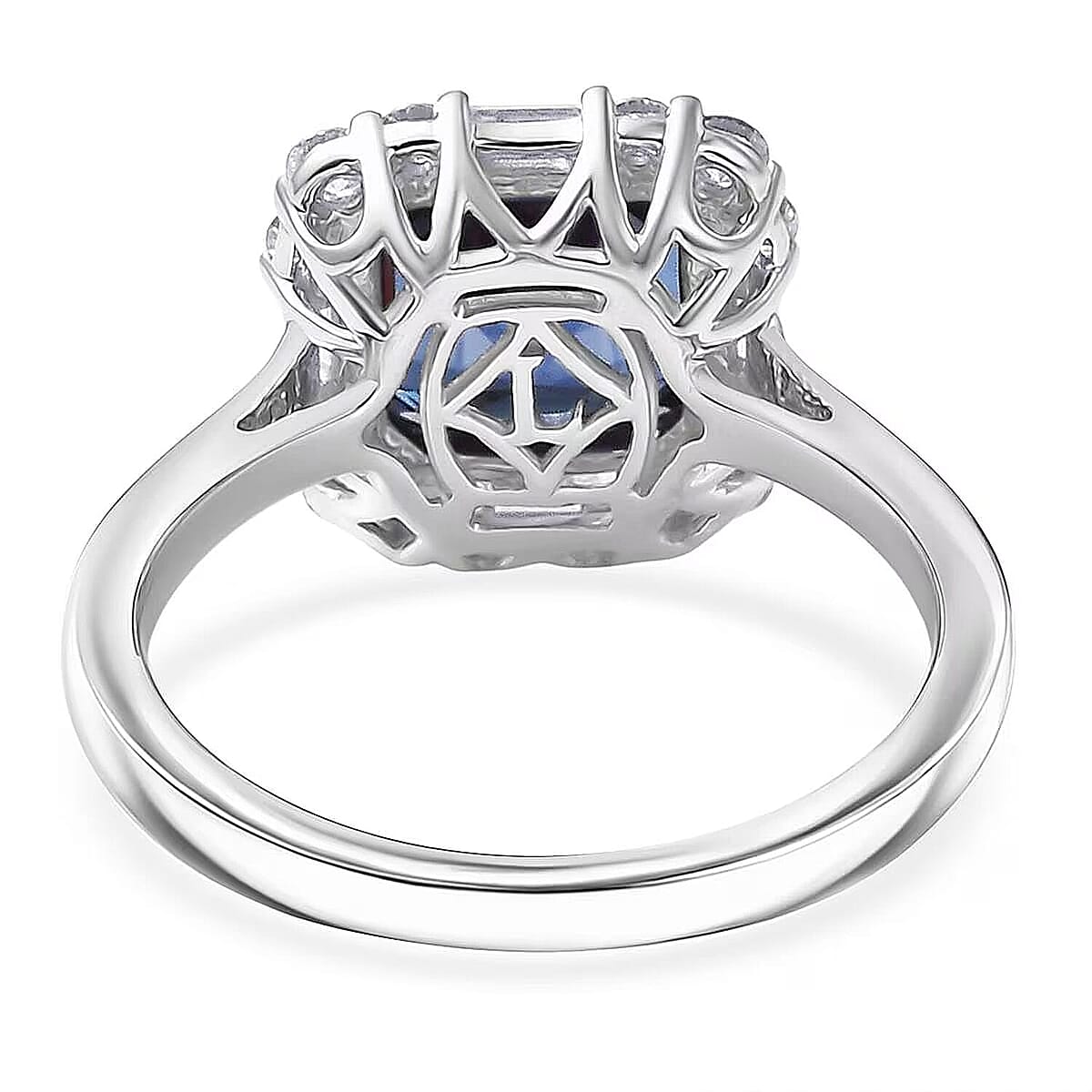 Certified & Appraised Luxuriant Asscher Cut AAA Lab Grown Alexandrite and Diamond G-H SI 3.56 ctw Ring in 10K White Gold (Size 6.5) image number 6