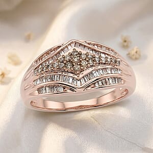 D'Joy Natural Champagne Diamond 0.50 ctw Phoenix Rises Ring in 18K Vermeil Rose Gold Over Sterling Silver (Size 8.0)