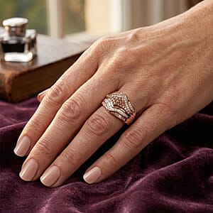 D'Joy Natural Champagne Diamond 0.50 ctw Phoenix Rises Ring in 18K Vermeil Rose Gold Over Sterling Silver (Size 8.0)