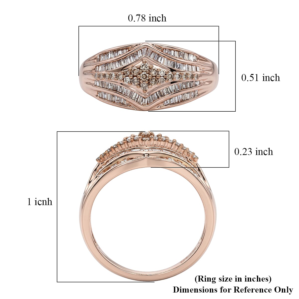 D'Joy Natural Champagne Diamond 0.50 ctw Phoenix Rises Ring in 18K Vermeil Rose Gold Over Sterling Silver (Size 8.0) image number 5