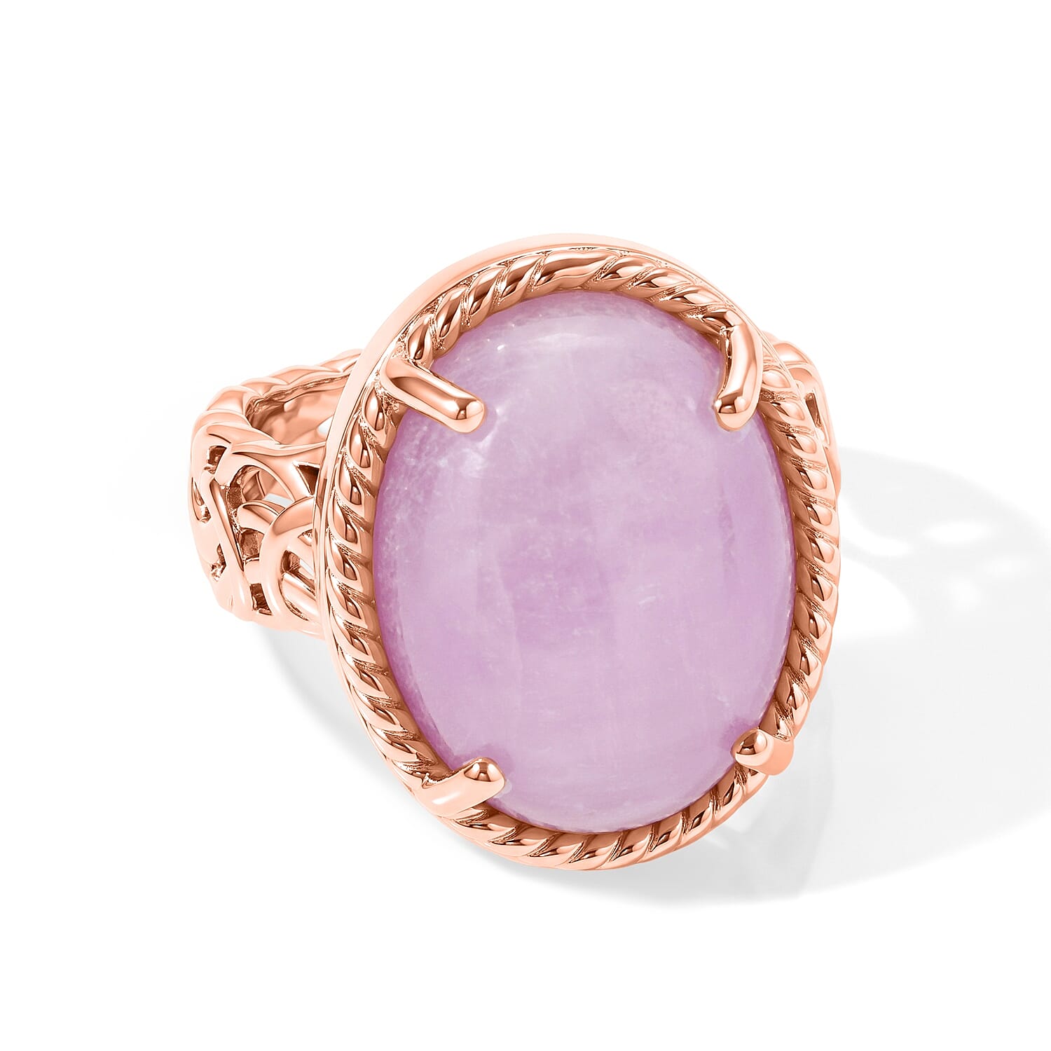 EverTrue Kunzite 12.40 ctw Solitaire Ring in 18K RG Plated (Size 6.0)
