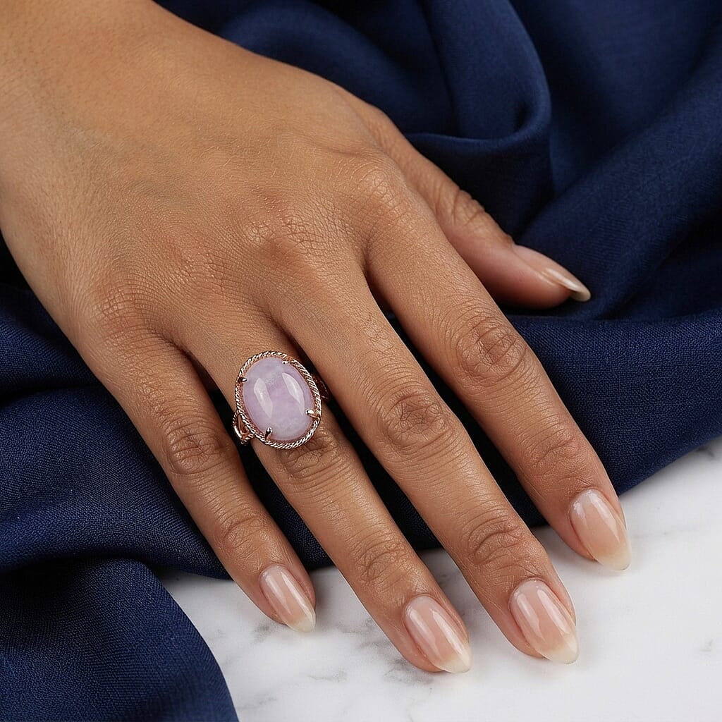 EverTrue Kunzite 12.40 ctw Solitaire Ring in 18K RG Plated (Size 6.0)