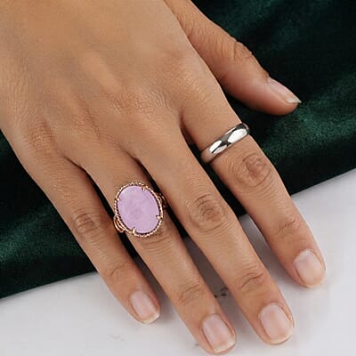 EverTrue Kunzite 12.40 ctw Solitaire Ring in 18K RG Plated (Size 6.0)