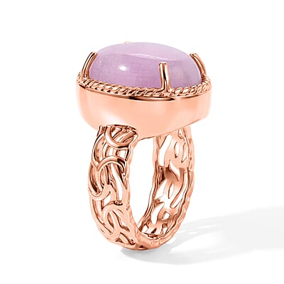 EverTrue Kunzite 12.40 ctw Solitaire Ring in 18K RG Plated (Size 6.0)