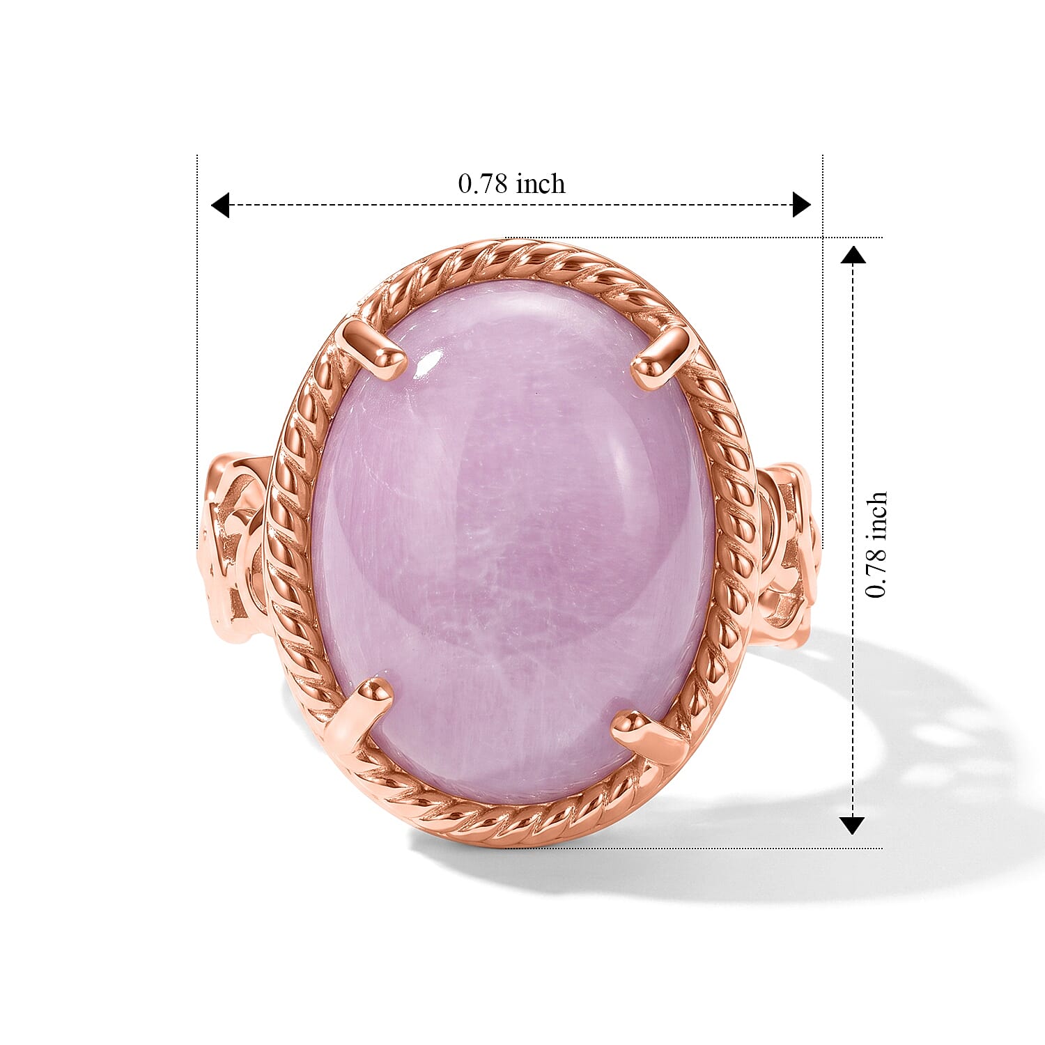 EverTrue Kunzite 12.40 ctw Solitaire Ring in 18K RG Plated (Size 6.0)