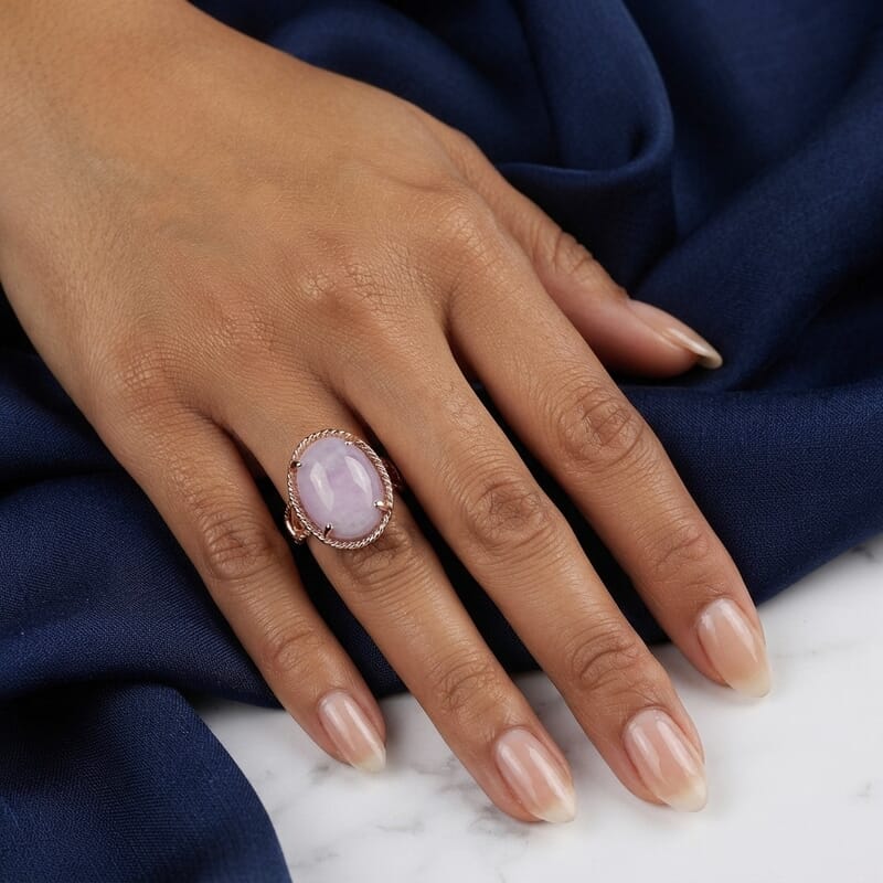 EverTrue Kunzite 12.40 ctw Blush Byzantine Ring in 18K RG Plated (Size 7.0)