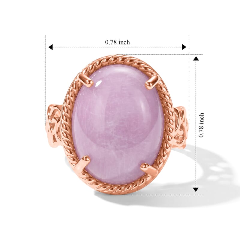 EverTrue Kunzite 12.40 ctw Blush Byzantine Ring in 18K RG Plated (Size 7.0)