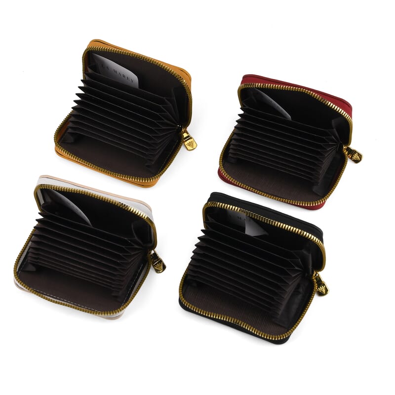 La Marey Red, Mustard, Black and Cream Quilted Pattern Faux Leather Set of 4 RFID Protected Wallet