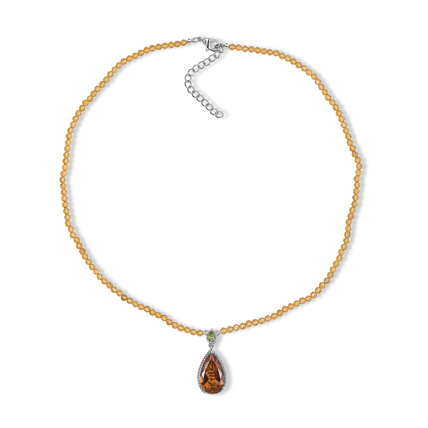 EverTrue Autumn Alexite and Multi Gemstone 40.00 ctw Harvest Flame Drop Necklace in Platinum Bond