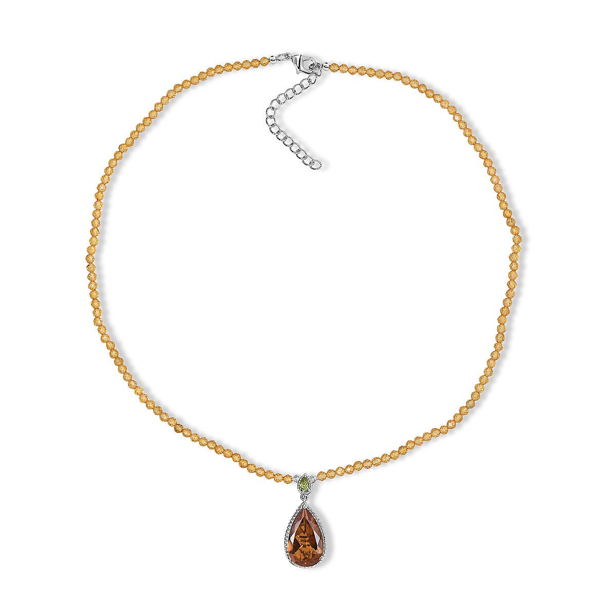 EverTrue Autumn Alexite and Multi Gemstone 40.00 ctw Harvest Flame Drop Necklace in Platinum Bond image number 1