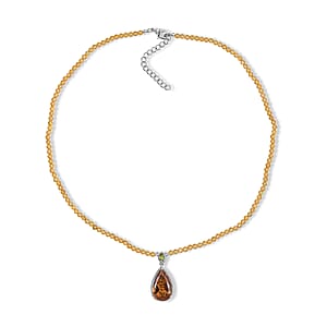 EverTrue Autumn Alexite and Multi Gemstone 40.00 ctw Harvest Flame Drop Necklace in Platinum Bond
