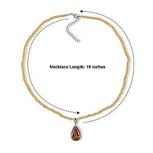 EverTrue Autumn Alexite and Multi Gemstone 40.00 ctw Harvest Flame Drop Necklace in Platinum Bond