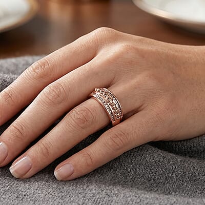 D'Joy Natural Champagne Diamond 0.60 ctw Ring in 18K Vermeil Rose Gold Over Sterling Silver (Size 6.0)