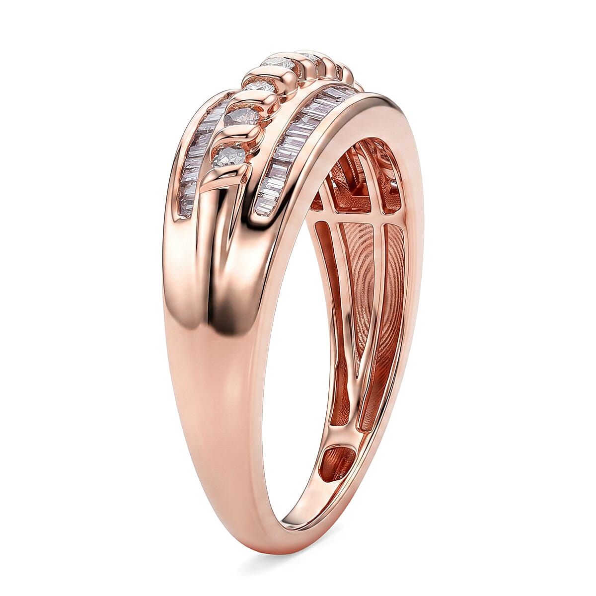 D'Joy Natural Champagne Diamond 0.60 ctw Ring in 18K Vermeil Rose Gold Over Sterling Silver (Size 6.0)