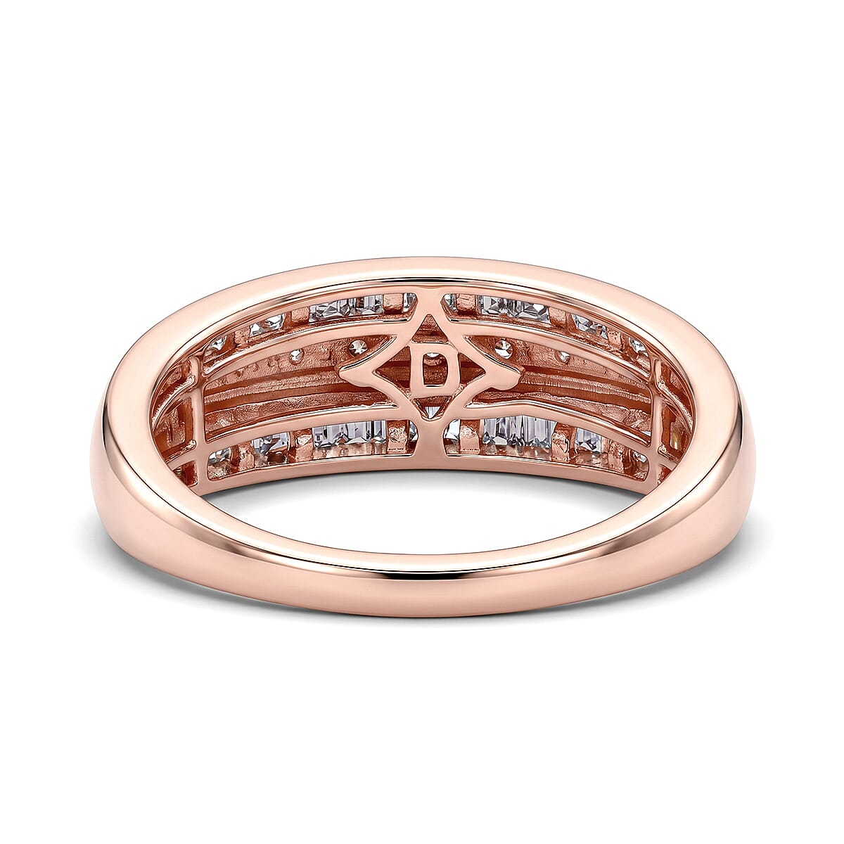 D'Joy Natural Champagne Diamond 0.60 ctw Ring in 18K Vermeil Rose Gold Over Sterling Silver (Size 6.0)