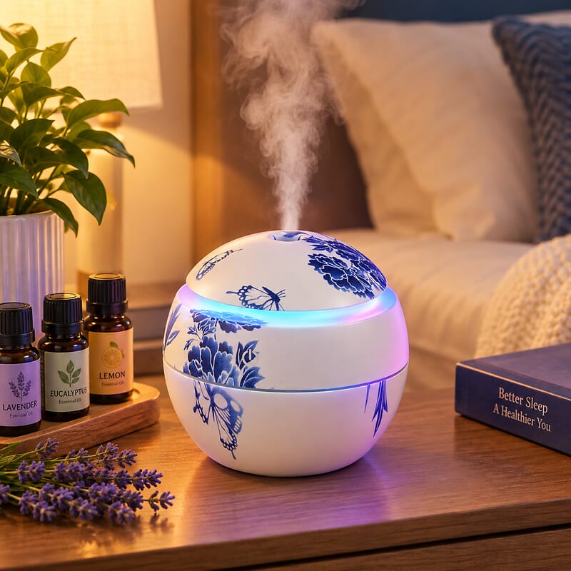 Livmore Blue Pattern Humidifier with 7 Essential Oil