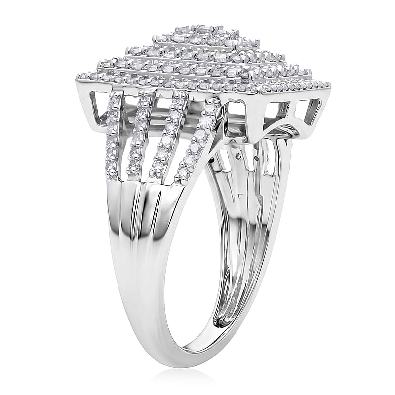 D'Joy Diamond 1.00 ctw Ring in Rhodium Over Sterling Silver (Size 6.0)
