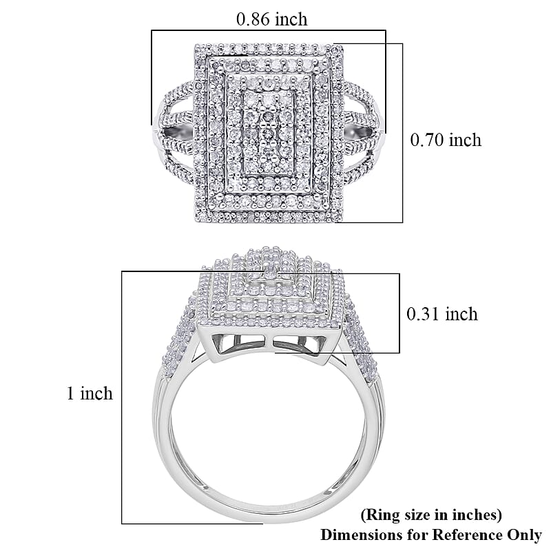 D'Joy Diamond 1.00 ctw Ring in Rhodium Over Sterling Silver (Size 6.0)