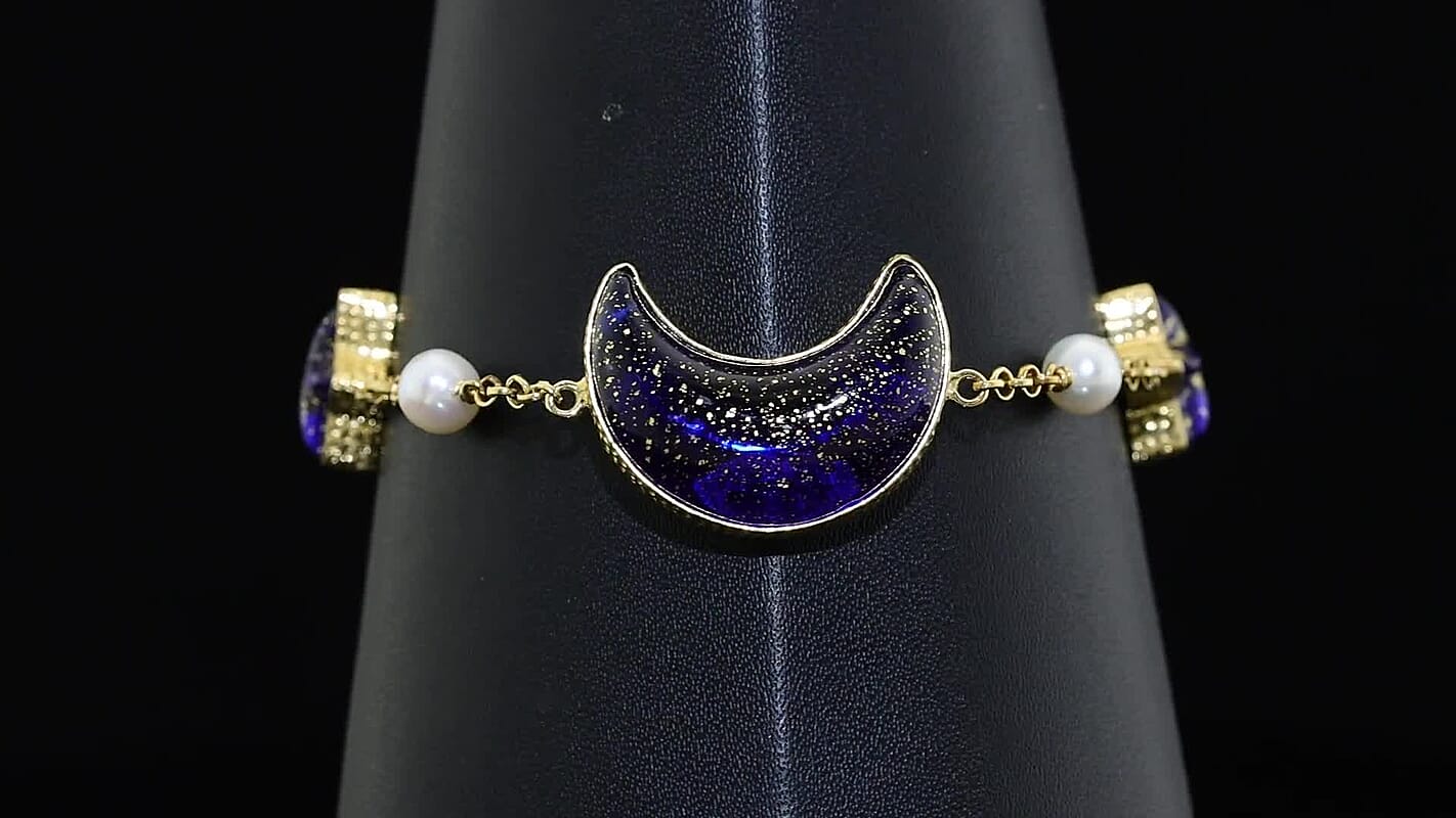 GP Murano Style Pearl Bracelet in 18K Vermeil Yellow Gold Over Sterling Silver (7.25 In)
