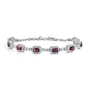 Certified & Appraised D'Joy Premium Usambara Color Change Garnet and Moissanite 7.60 ctw Bracelet in Rhodium Over Sterling Silver (6.50 In)