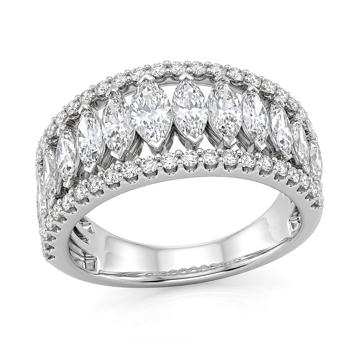 Luxuriant Lab Grown Diamond VS2 2.00 ctw Band Ring in 14K White Gold (Size 5.0) 4.75 Grams