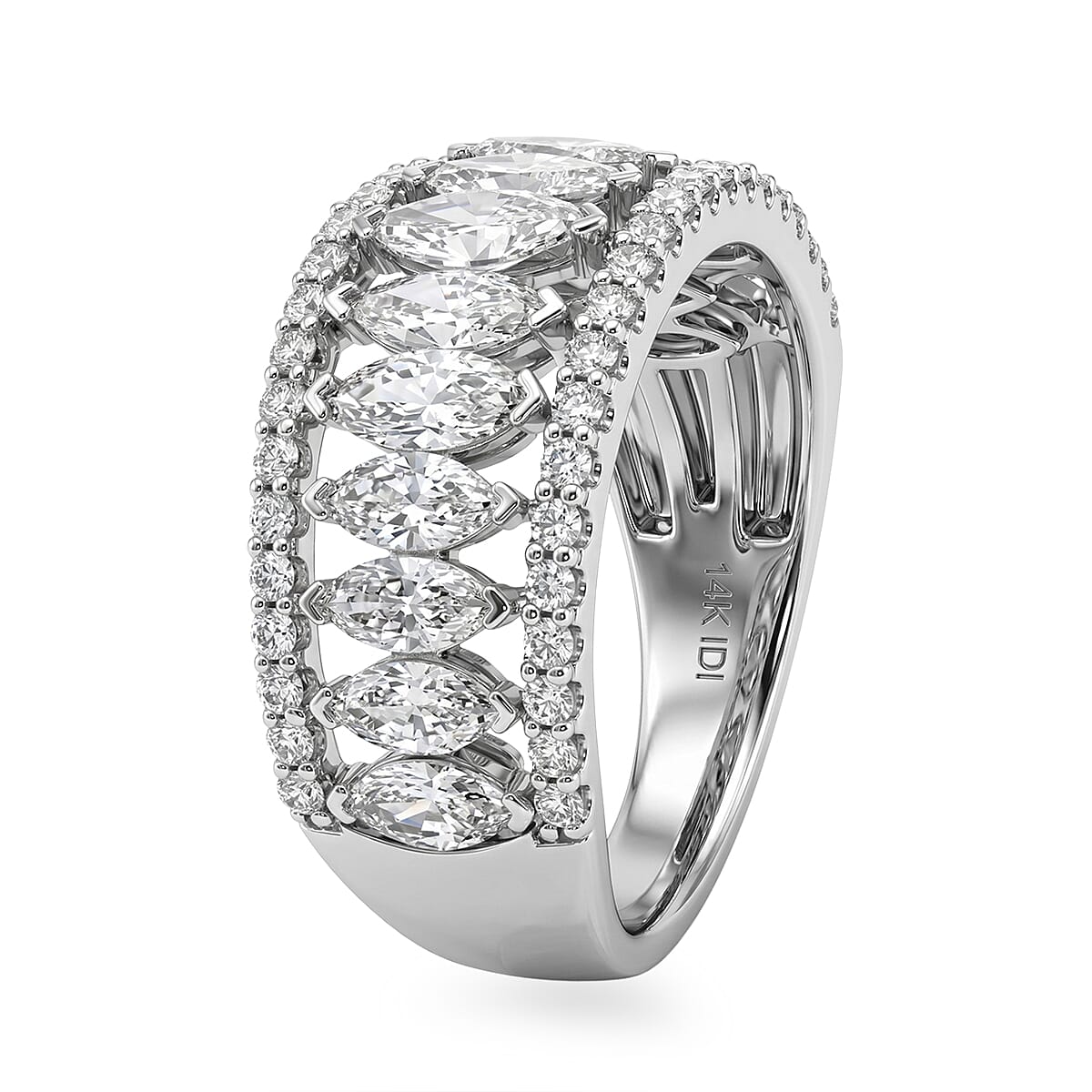 Luxuriant Lab Grown Diamond VS2 2.00 ctw Band Ring in 14K White Gold (Size 5.0) 4.75 Grams