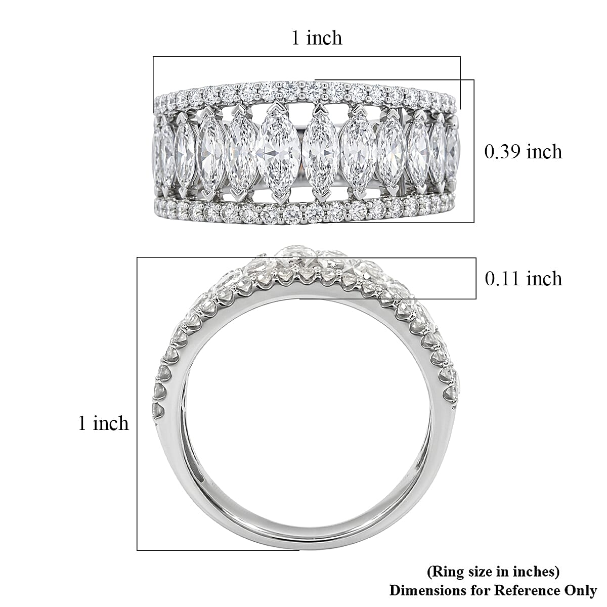 Luxuriant Lab Grown Diamond VS2 2.00 ctw Band Ring in 14K White Gold (Size 5.0) 4.75 Grams