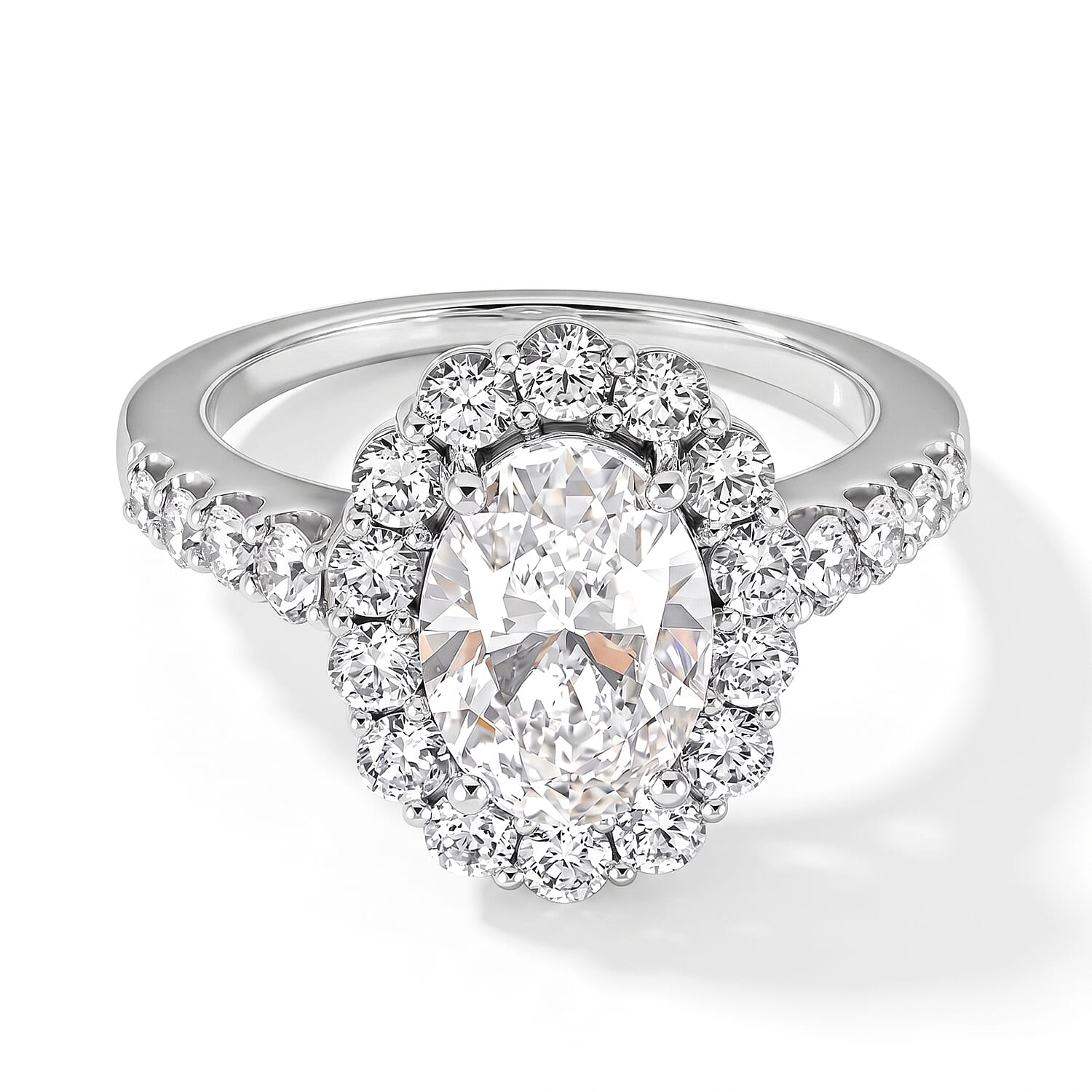 Luxuriant Lab Grown Diamond VS2 3.00 ctw Halo Ring in 14K White Gold (Size 5.0) 6.0 Grams