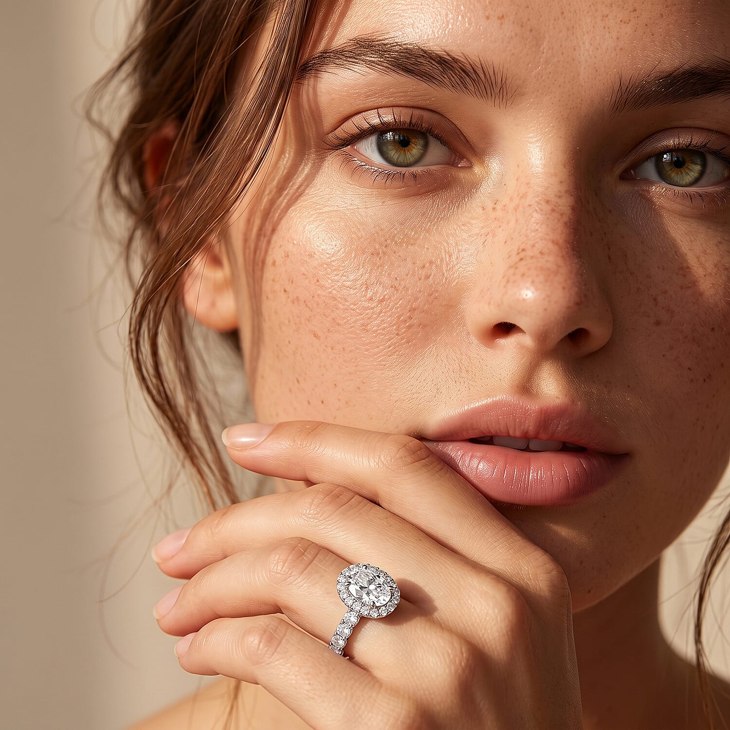 Luxuriant Lab Grown Diamond VS2 3.00 ctw Halo Ring in 14K White Gold (Size 5.0) 6.0 Grams