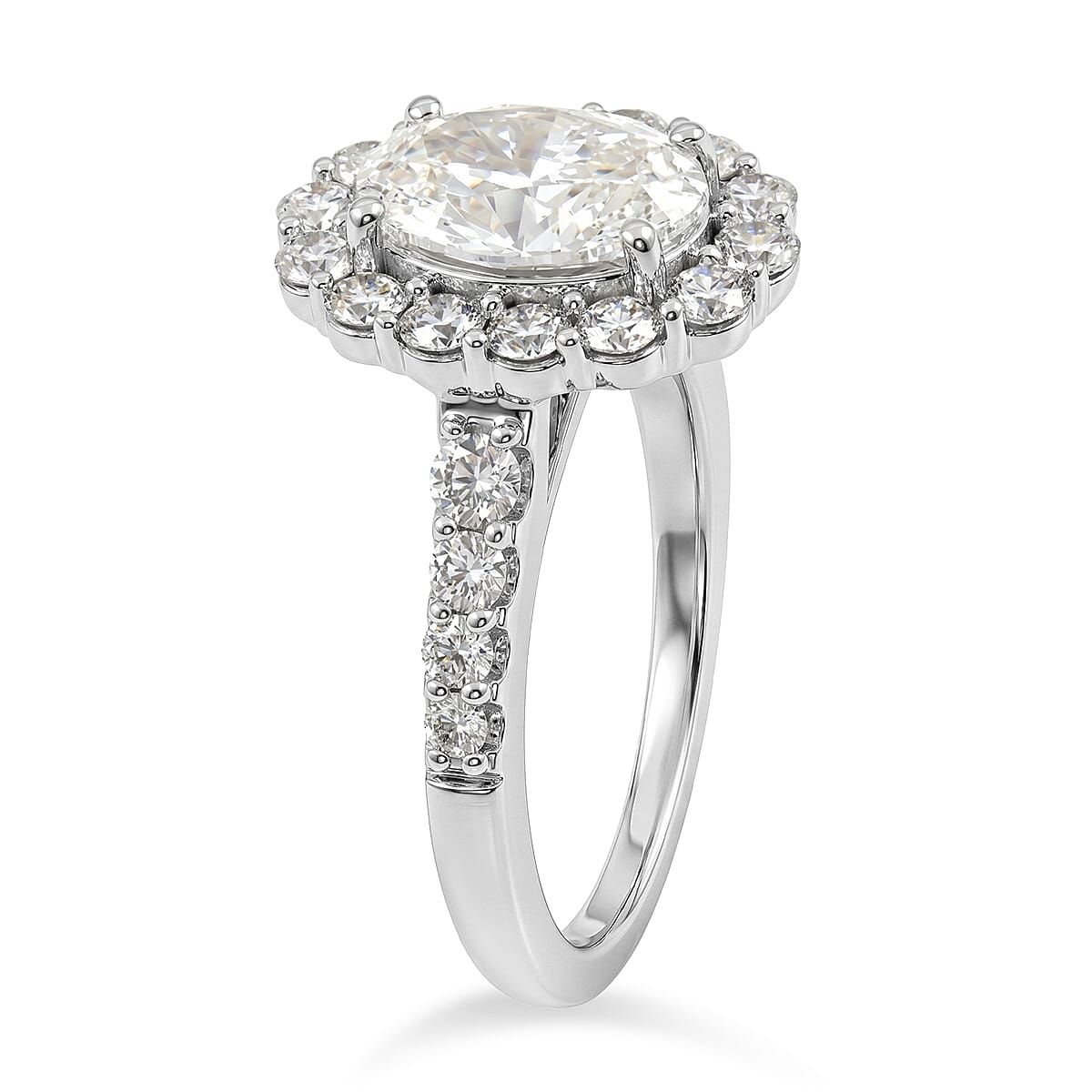 Luxuriant Lab Grown Diamond VS2 3.00 ctw Halo Ring in 14K White Gold (Size 5.0) 6.0 Grams image number 3