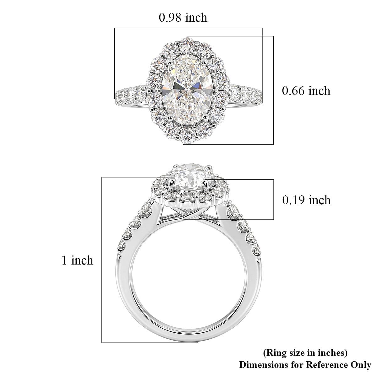 Luxuriant Lab Grown Diamond VS2 3.00 ctw Halo Ring in 14K White Gold (Size 5.0) 6.0 Grams