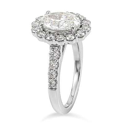 Luxuriant Lab Grown Diamond VS2 3.00 ctw Halo Ring in 14K White Gold (Size 6.0) 6.0 Grams
