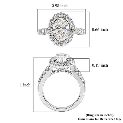 Luxuriant Lab Grown Diamond VS2 3.00 ctw Halo Ring in 14K White Gold (Size 6.0) 6.0 Grams