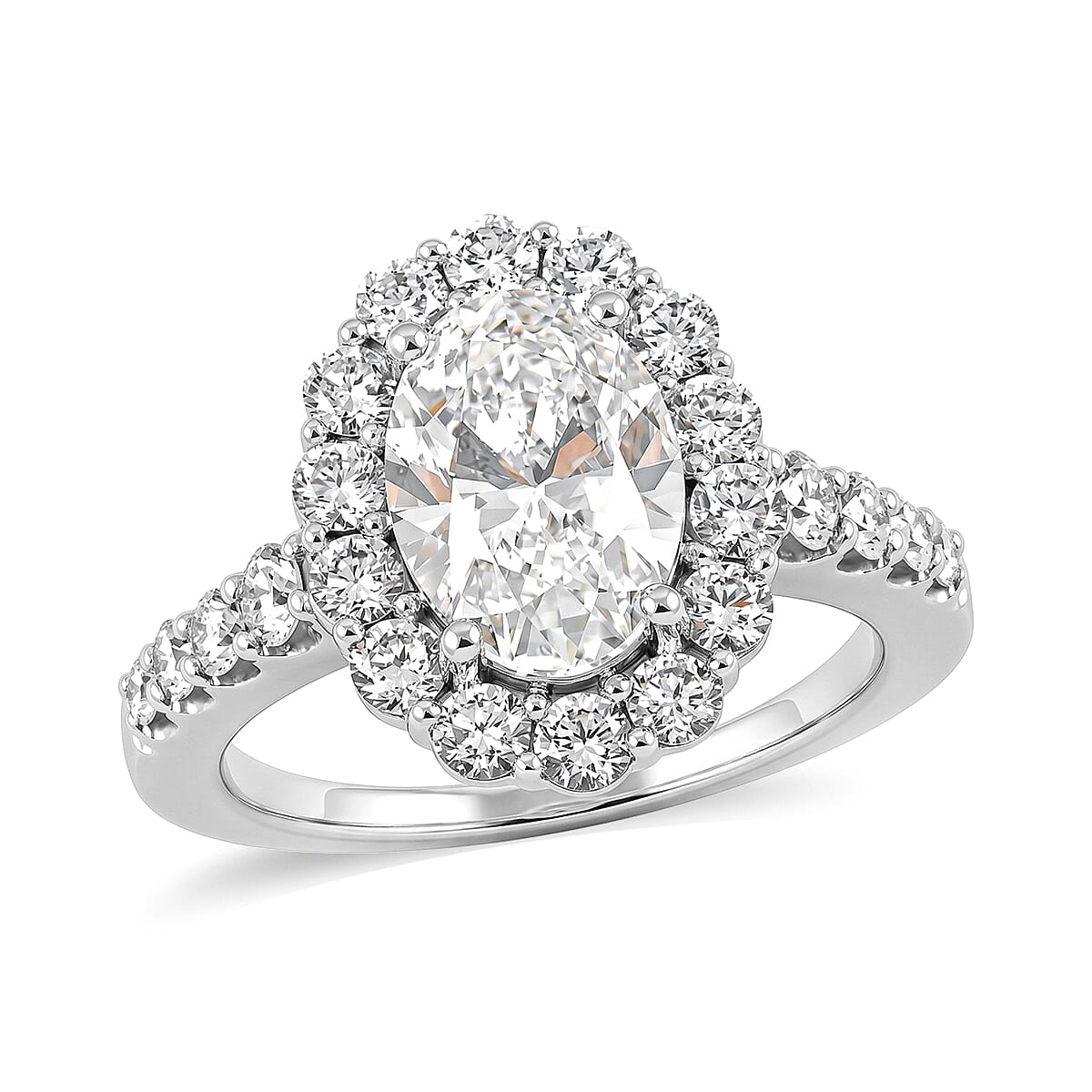 Luxuriant Lab Grown Diamond VS2 3.00 ctw Halo Ring in 14K White Gold (Size 8.0) 6.0 Grams
