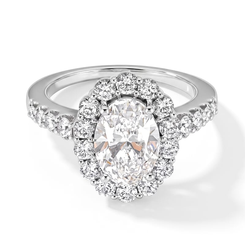 Luxuriant Lab Grown Diamond VS2 3.00 ctw Halo Ring in 14K White Gold (Size 8.0) 6.0 Grams