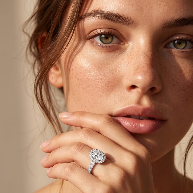 Luxuriant Lab Grown Diamond VS2 3.00 ctw Halo Ring in 14K White Gold (Size 8.0) 6.0 Grams