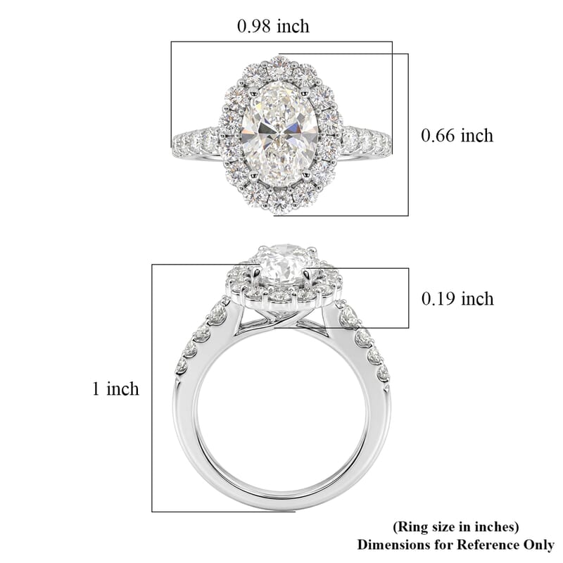 Luxuriant Lab Grown Diamond VS2 3.00 ctw Halo Ring in 14K White Gold (Size 8.0) 6.0 Grams