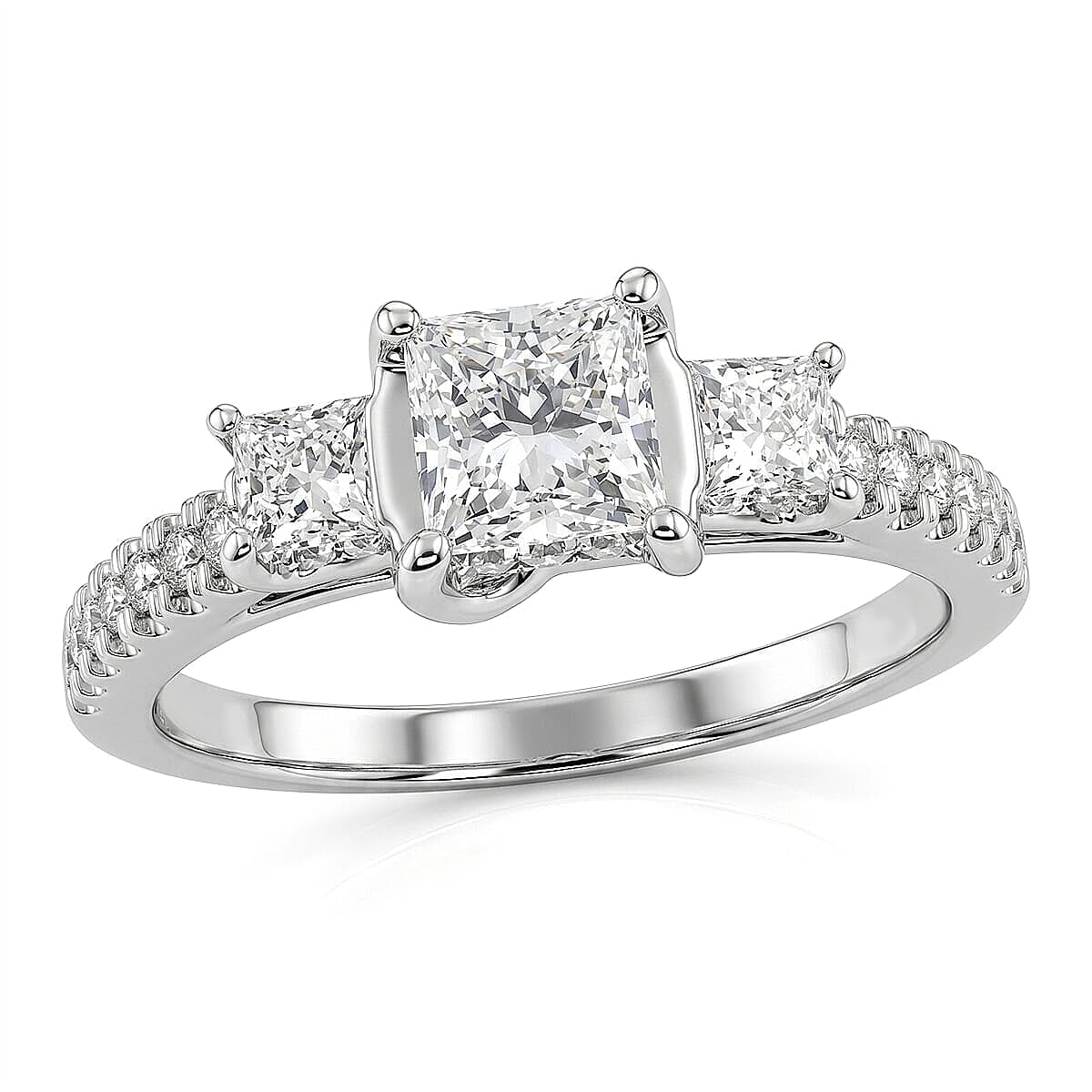 Princess Cut Luxuriant Lab Grown Diamond VS2 1.25 ctw Ring in 950 Platinum (Size  5.0)  4.65 Grams