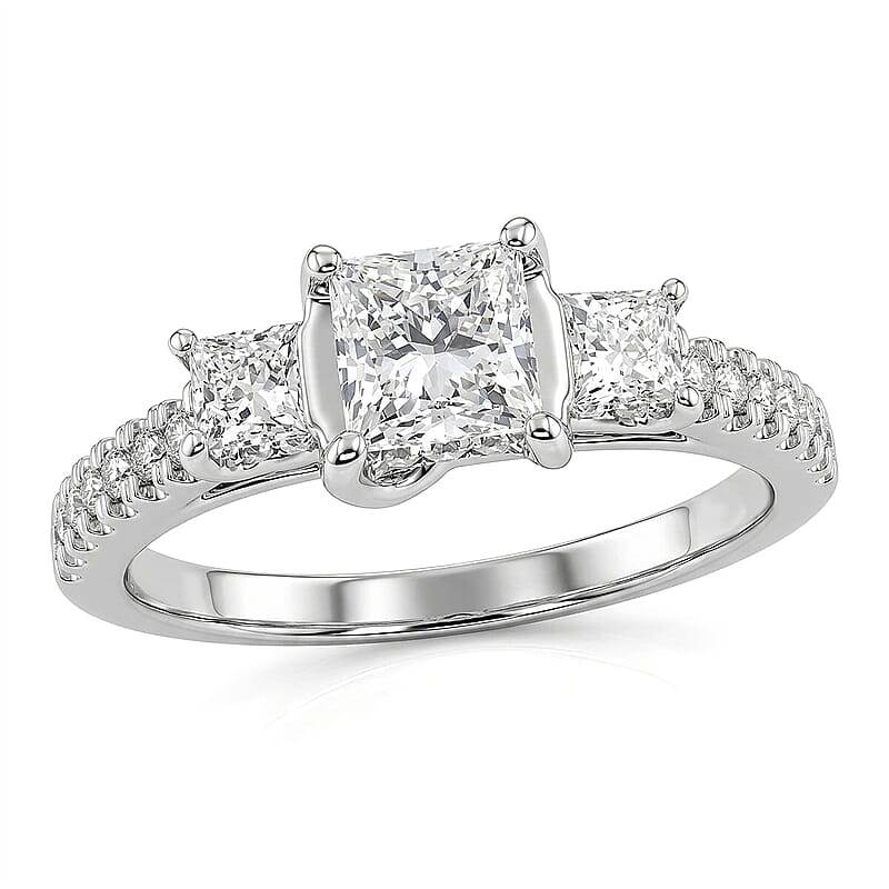 Princess Cut Luxuriant Lab Grown Diamond VS2 1.25 ctw Ring in 950 Platinum (Size  5.0)  4.65 Grams