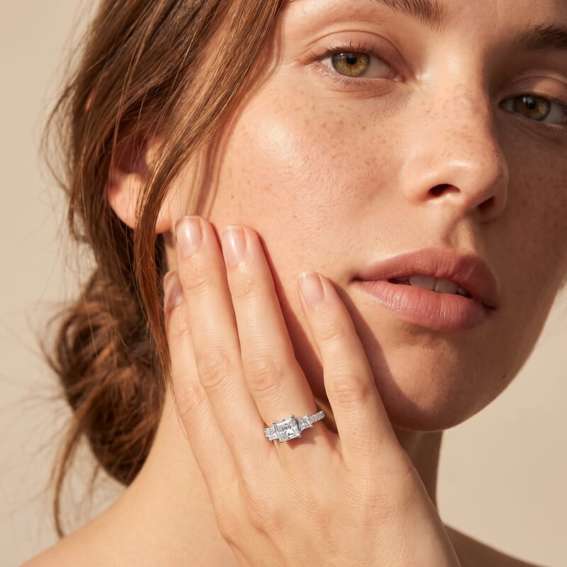 Princess Cut Luxuriant Lab Grown Diamond VS2 1.25 ctw Ring in 950 Platinum (Size  5.0)  4.65 Grams