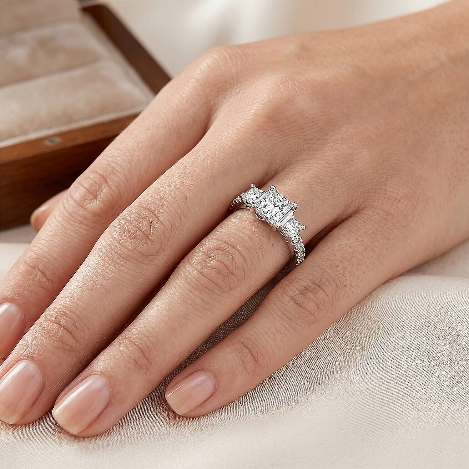 Princess Cut Luxuriant Lab Grown Diamond VS2 1.25 ctw Ring in 950 Platinum (Size  5.0)  4.65 Grams