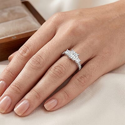Princess Cut Luxuriant Lab Grown Diamond VS2 1.25 ctw Ring in 950 Platinum (Size  5.0)  4.65 Grams