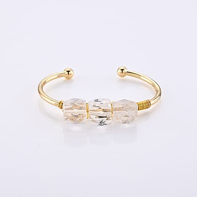 White Crystal Quartz 35.00 ctw Bangle Bracelet in Goldtone (6.00-6.50 In)