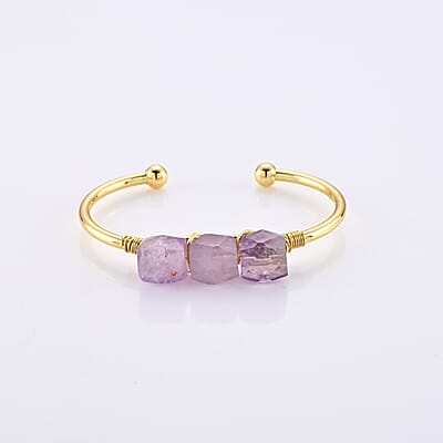 African Amethyst 35.00 ctw Bangle Bracelet in Goldtone (6.00-6.50 In)